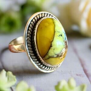 Rare Honey Dahlia Turquoise 925 Sterling Silver Ring Size 7